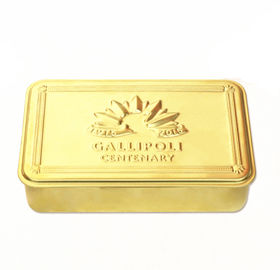 China Fördernder Nahrungsmittelspeicher konserviert Goldfarbsüßigkeit mit eingehängtem Deckel und prägeartigem Logo fournisseur
