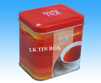 China 200g druckte rechteckigen Zinn-Kasten mit PVC-Fenster, roter Kaffee/Tee-Magazin fournisseur