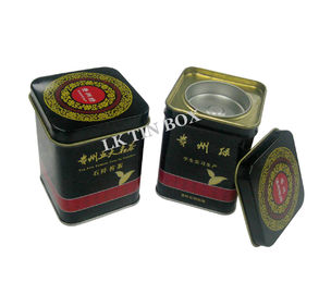 China Metallquadratische einfache silberne Tee-Zinn-Behälter, die mit innerem Deckel und Griff verpacken fournisseur