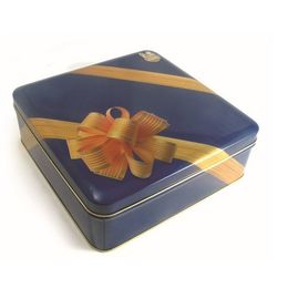 China Druckband-Blumen-Muster-Quadrat-Zinn-Kasten-Dosen/Sweety-Plätzchen Matel-Zinn-Verpackenkasten für Süßigkeit/Schokolade fournisseur